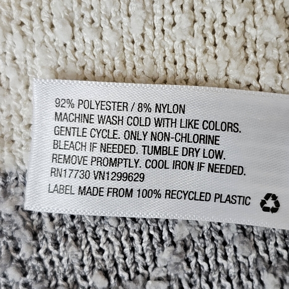 Knox Rose Sweater Gray Cream Stripe Boucle Knit Pullover Size M Cabincore Office - Picture 11 of 12